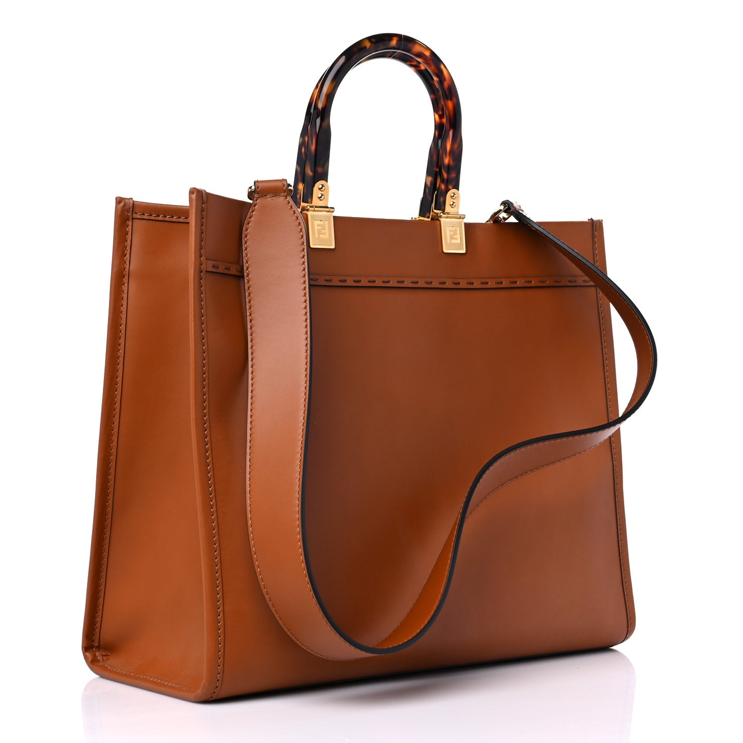Vitello King Plexiglass Medium Fendi Sunshine Shopper Tote Cuoio