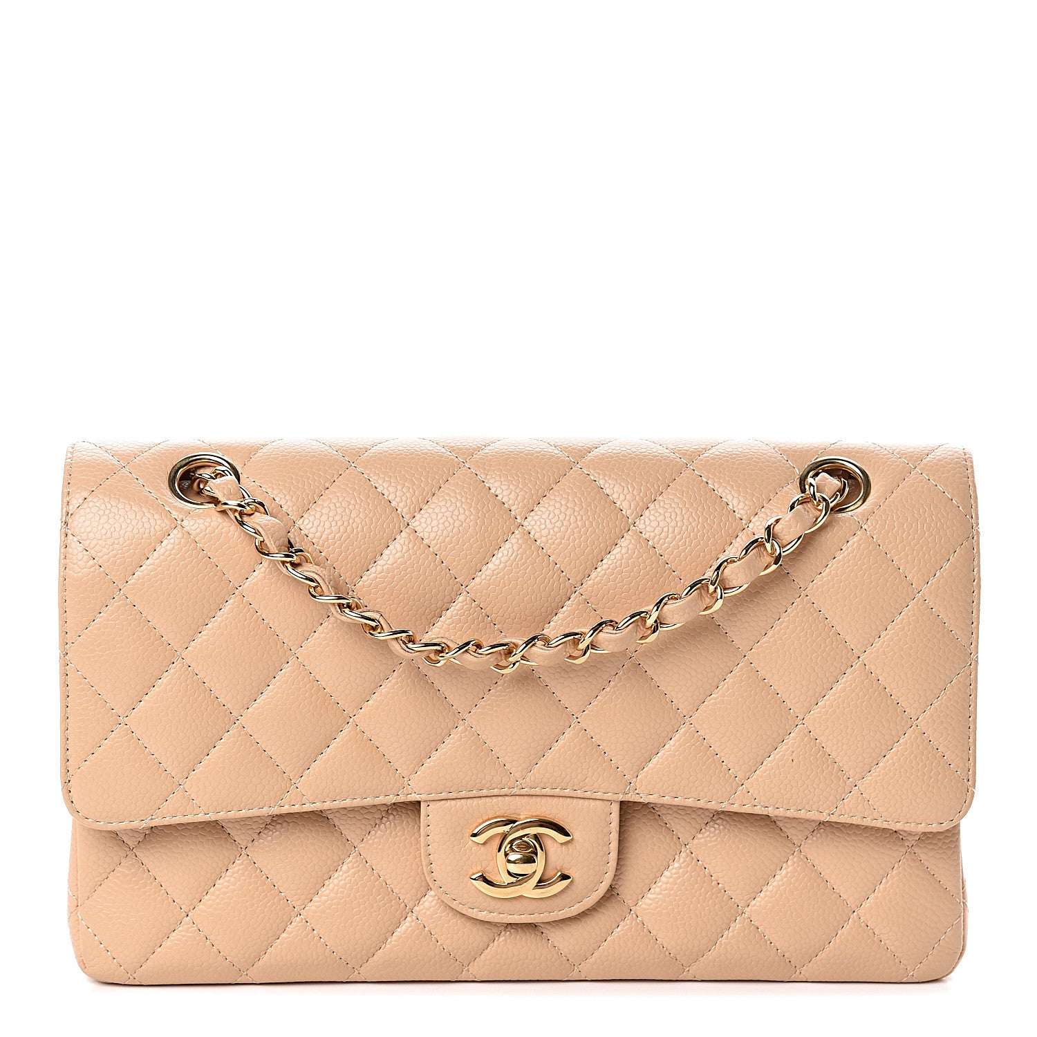 Chanel Caviar Quilted Medium Double Flap Beige 1 of 10