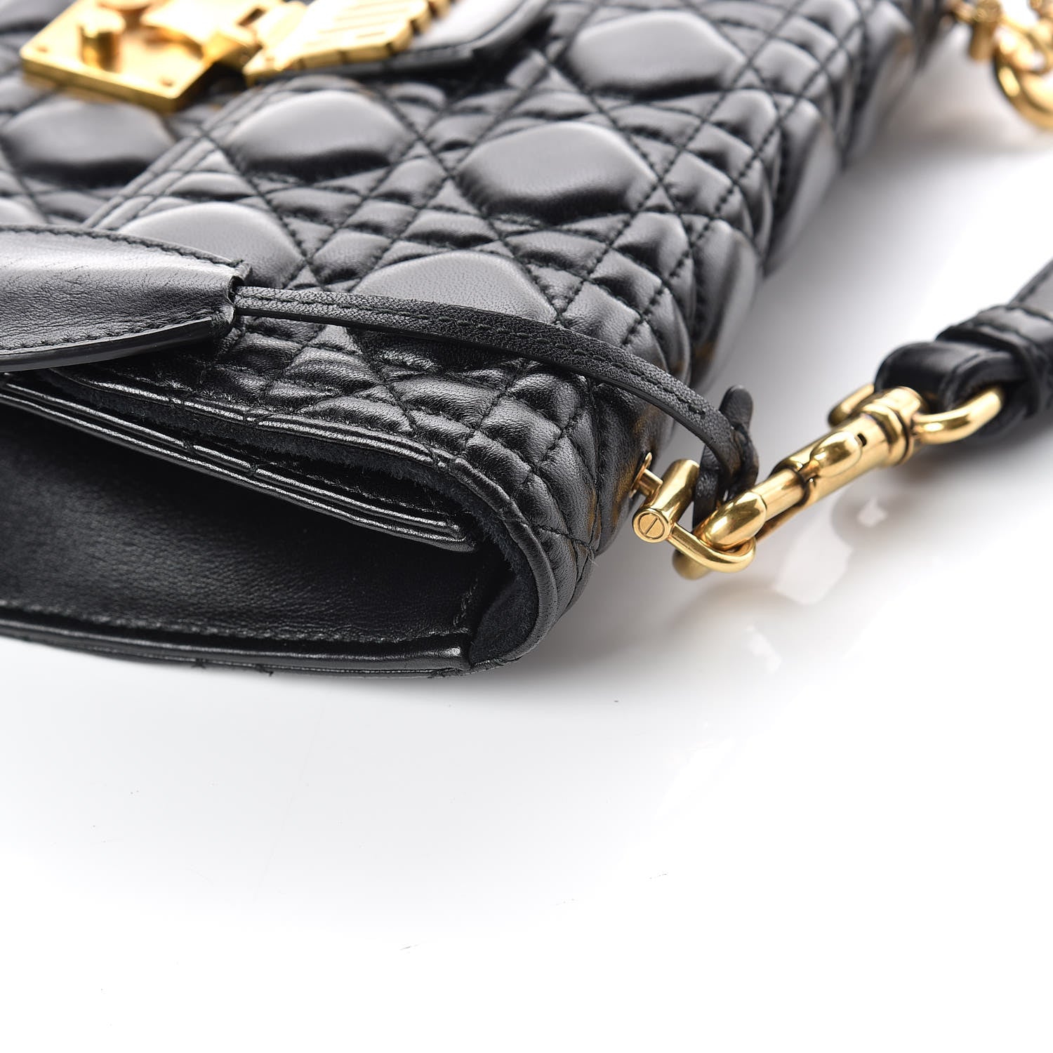 Christian Dior Lambskin Cannage Large Dioraddict Flap Bohemian Strap Black 7 of 11