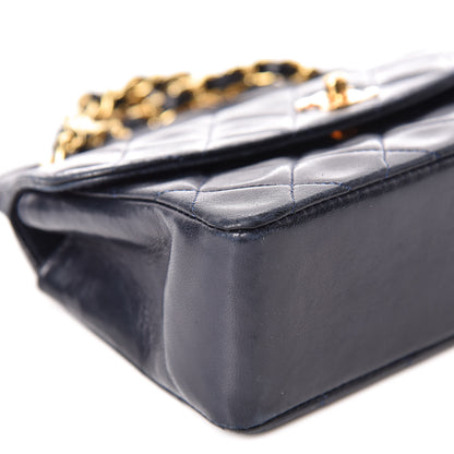 Chanel Lambskin Quilted Small Single Flap Navy 13 of 17