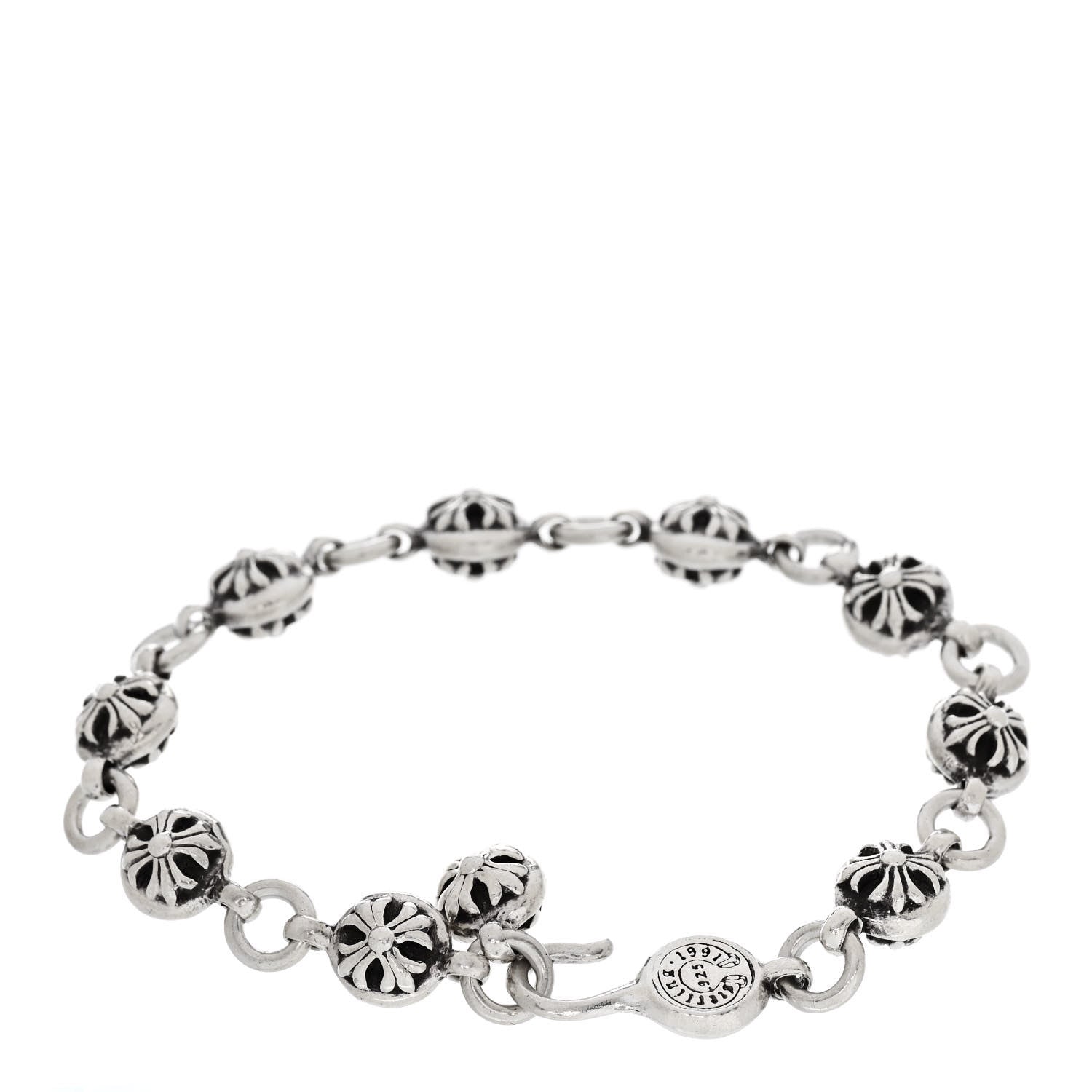 Chrome Hearts Sterling Silver Cross Ball Bracelet 1710016