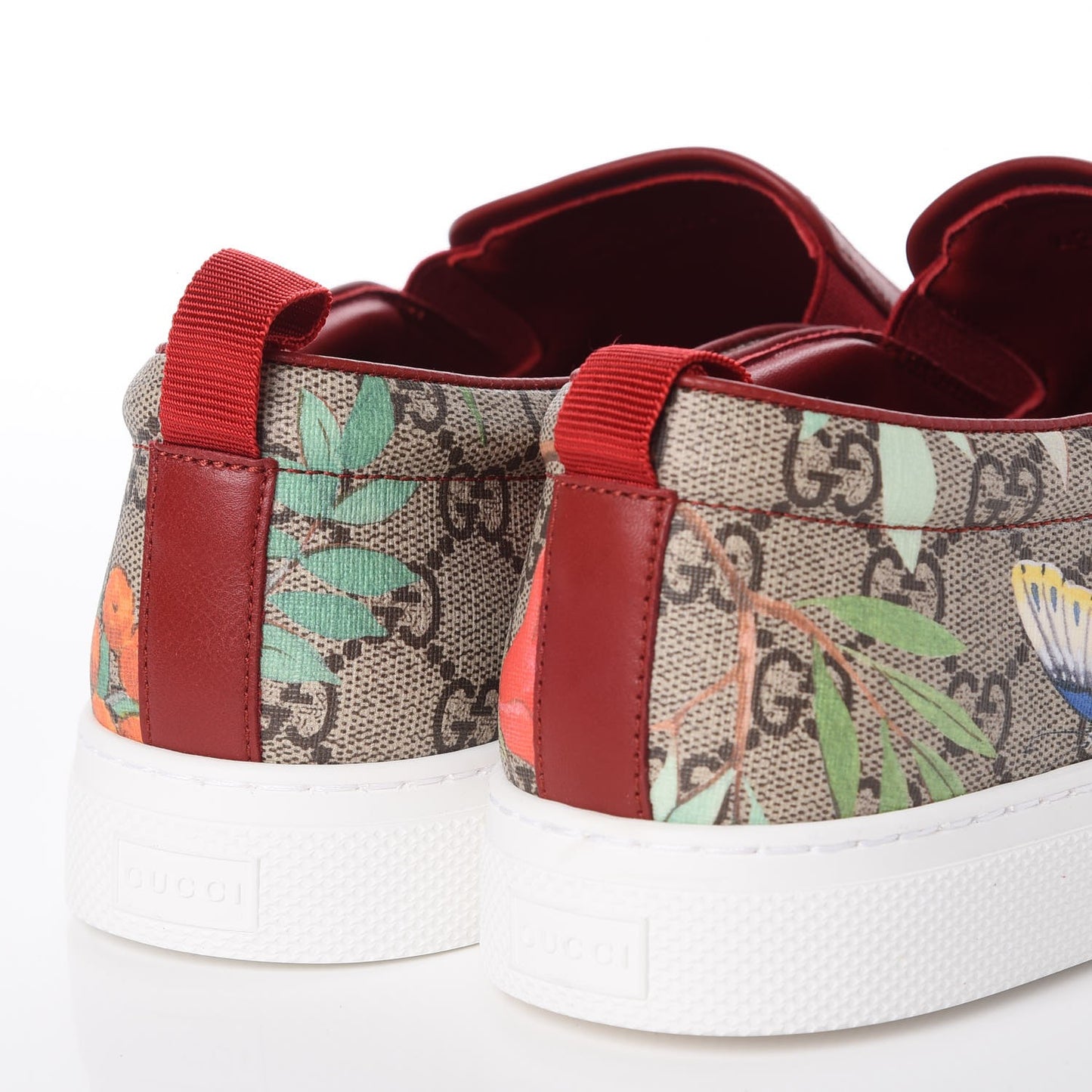 GG Supreme Monogram Tian Mens Dublin Slip On Sneakers 10 Beige Multicolor Red