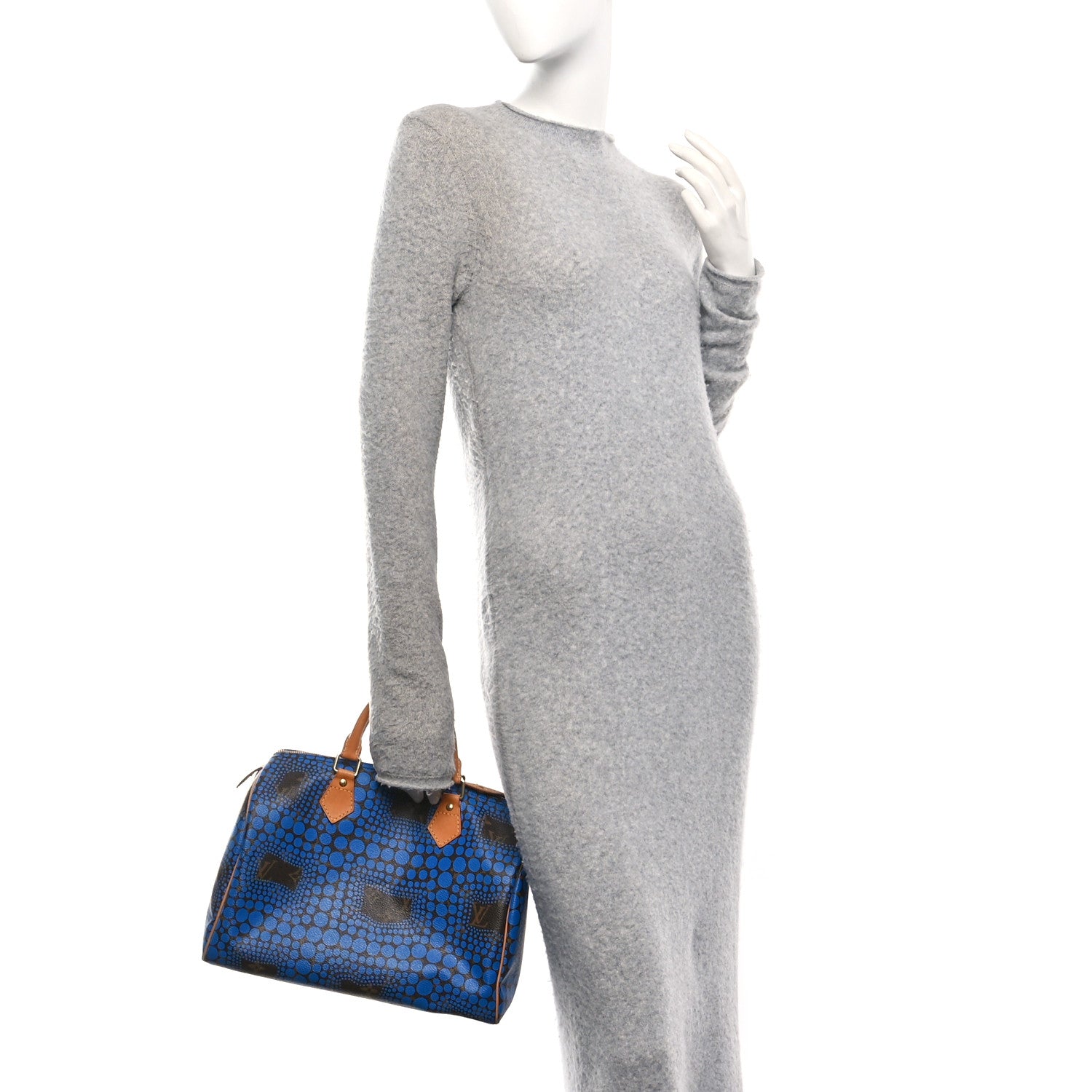 Louis Vuitton Monogram Kusama Town Speedy 30 Blue 2 of 9