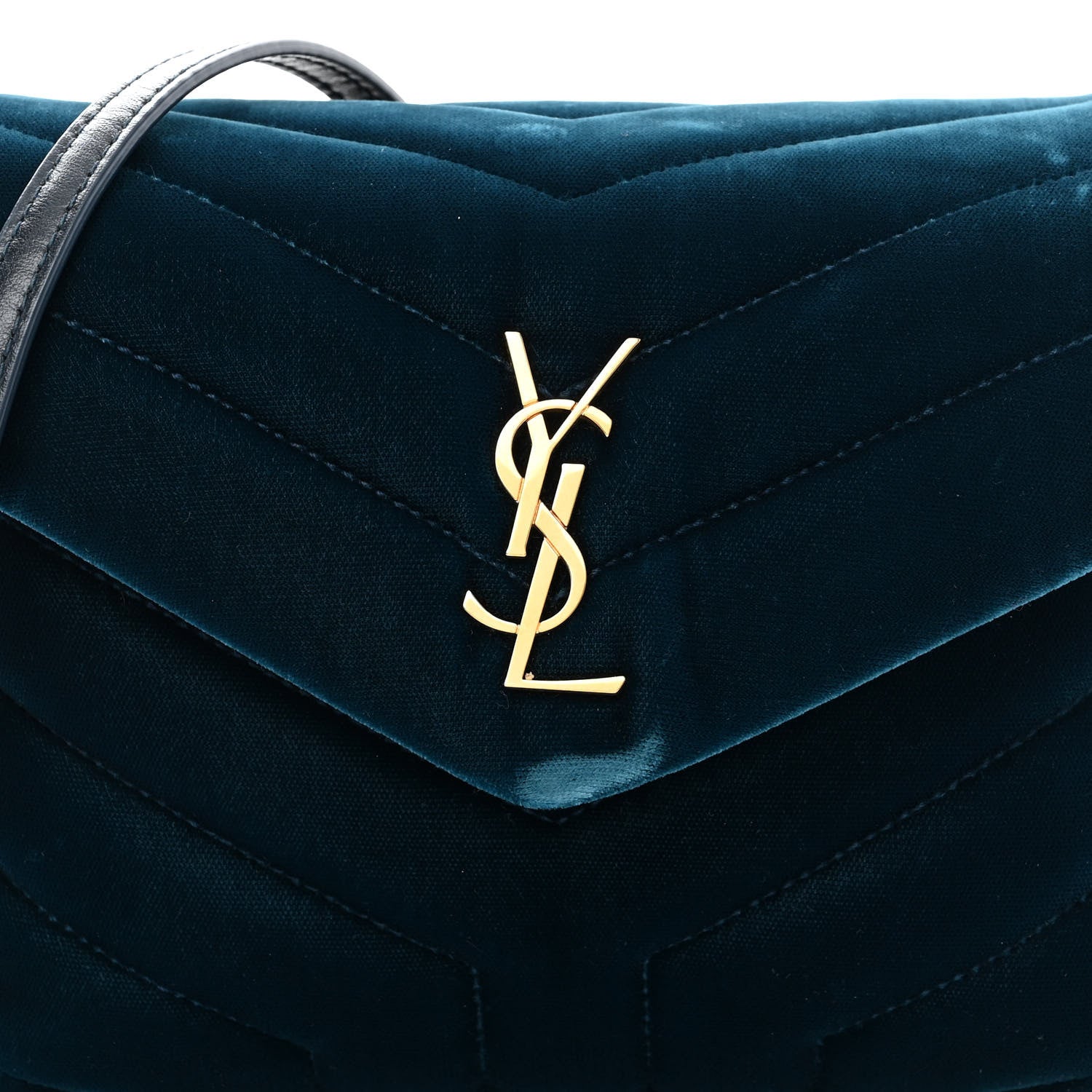 Saint Laurent Velvet Y Quilted Monogram Toy Loulou Chain Satchel Dark Ottanio 7 of 10