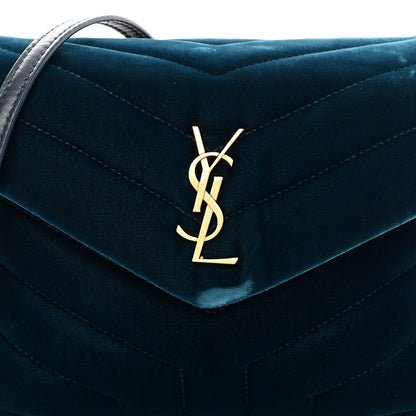 Saint Laurent Velvet Y Quilted Monogram Toy Loulou Chain Satchel Dark Ottanio 7 of 10
