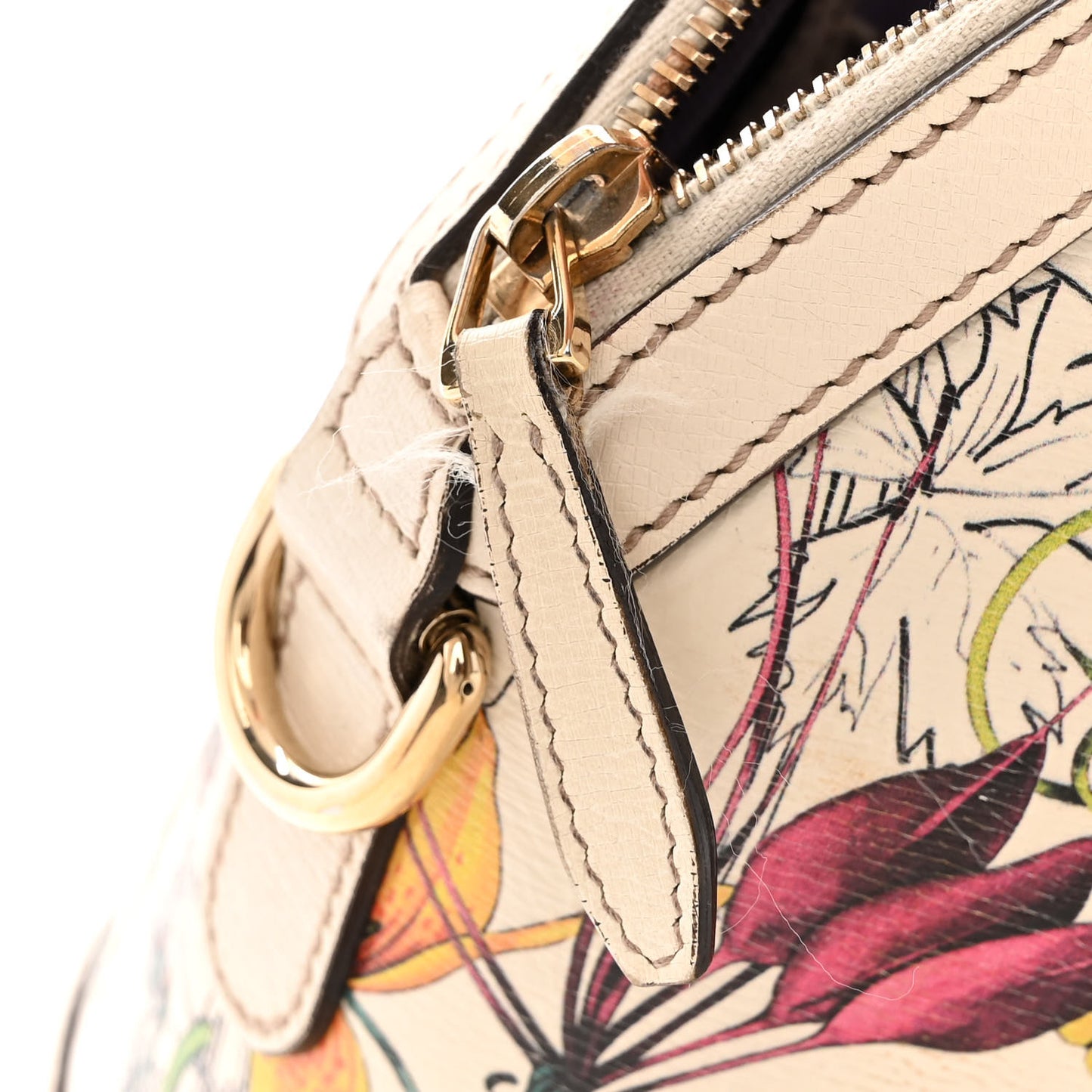Canvas Flora Infinity Medium Nice Top Handle Dome Bag White