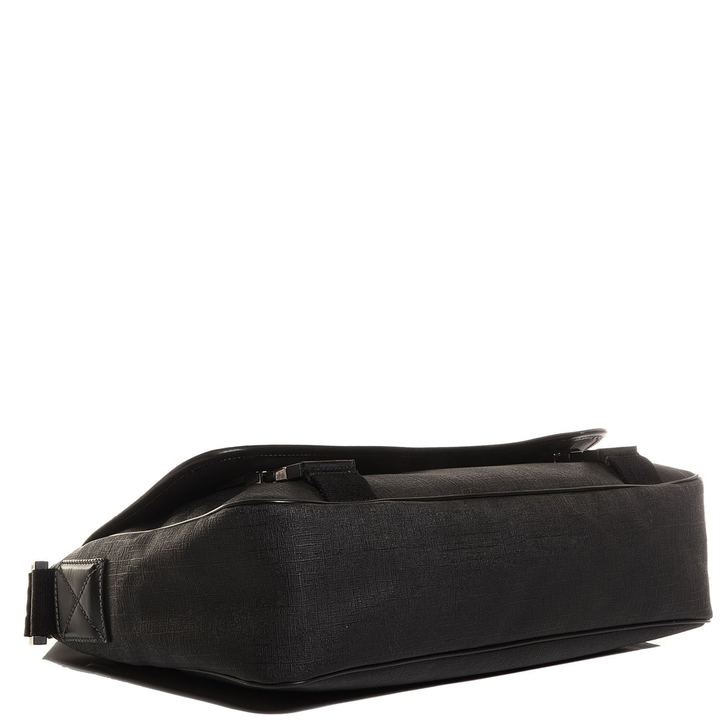 Coated Canvas Interlocking G Double Buckle Flap Messenger Bag Black