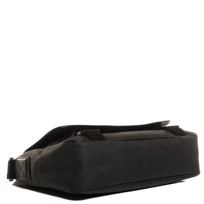 Gucci Coated Canvas Interlocking G Double Buckle Flap Messenger Bag Black 4 of 9