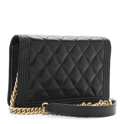 Chanel Caviar Quilted Boy Wallet On Chain WOC Black 3 of 9