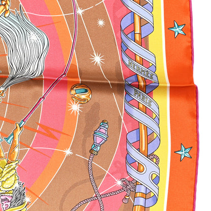 Hermes Silk Chorus Stellarum Scarf 70 Orange Beige Dore 2 of 5