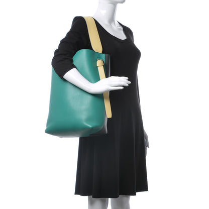 Celine Shiny Smooth Calfskin Small Twisted Cabas Turquoise Black 2 of 10