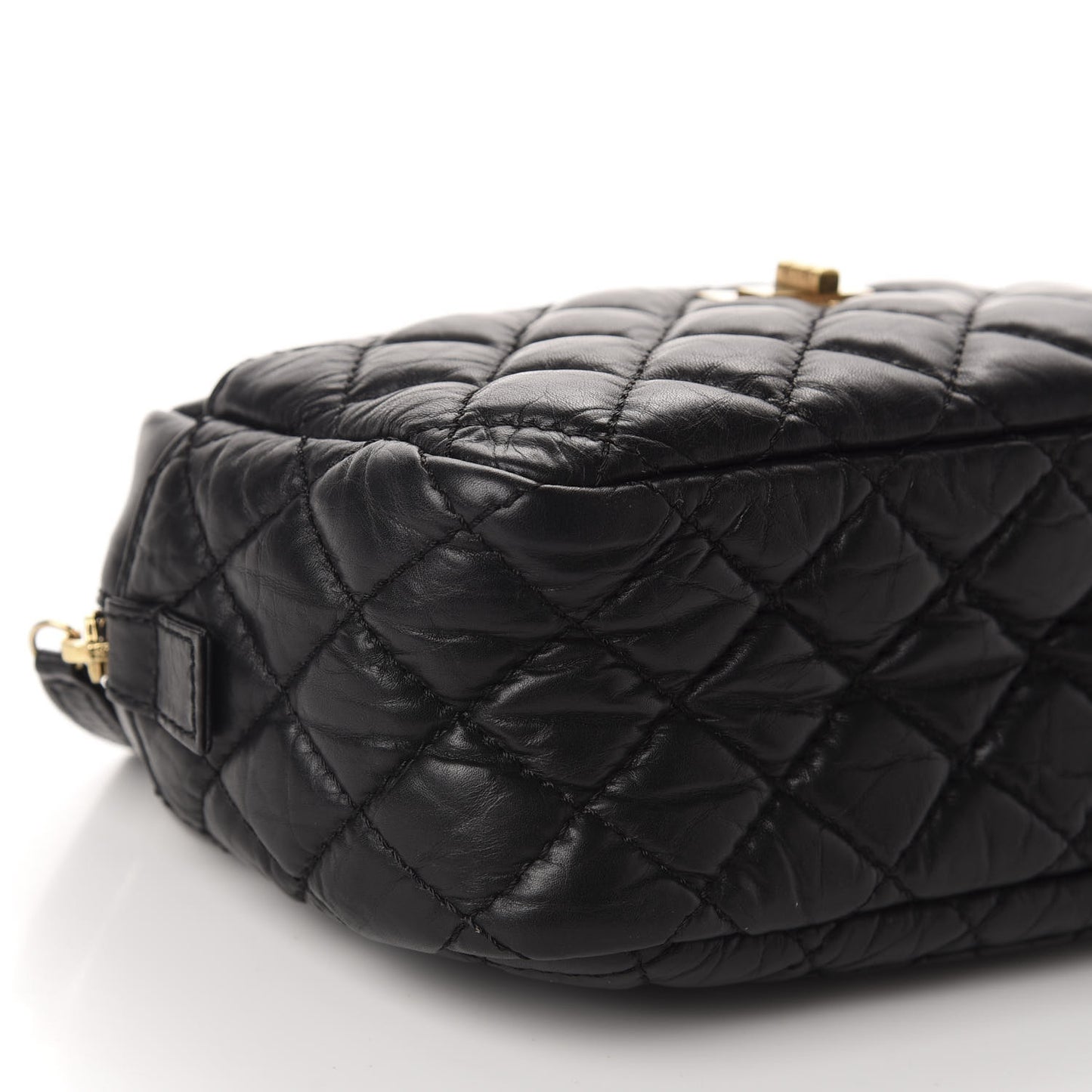 Aged Calfskin Quilted Small Reissue Camera Case Black