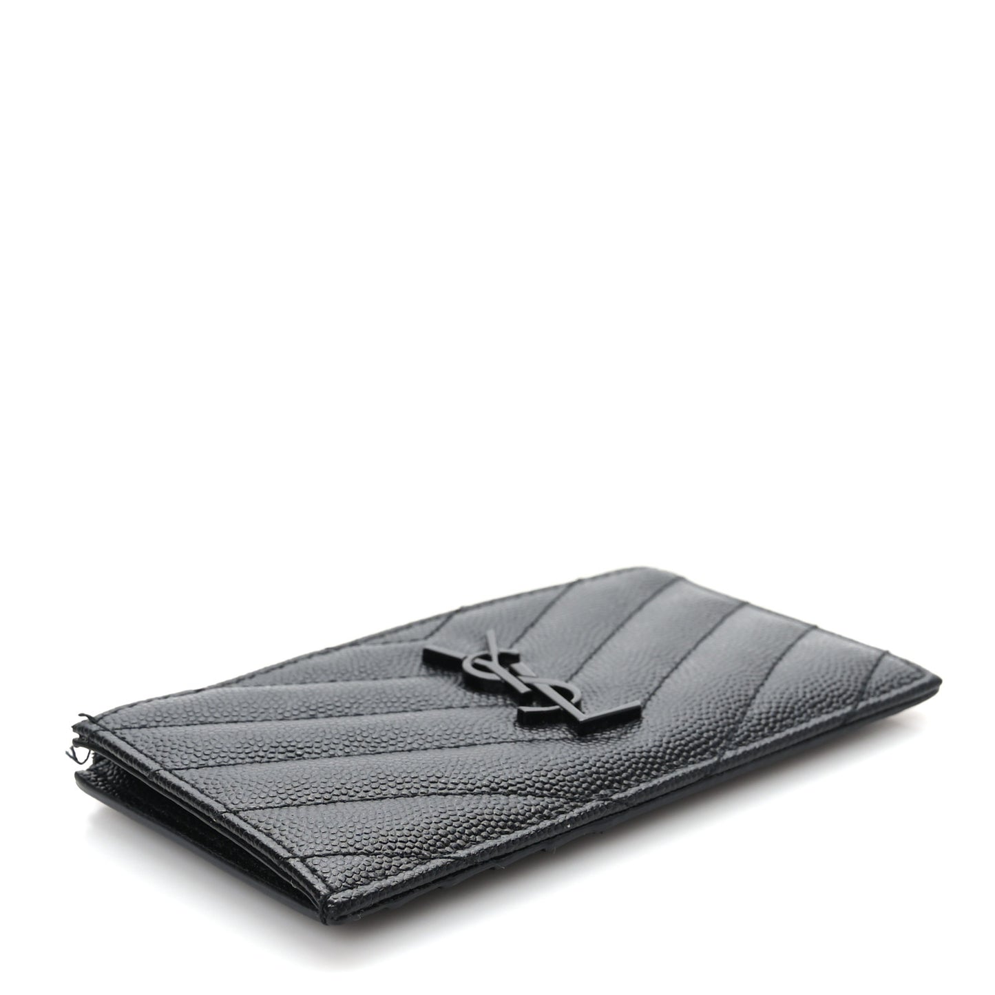 Grain De Poudre Matelasse Chevron Monogram Fragments Zippered Card Case Black