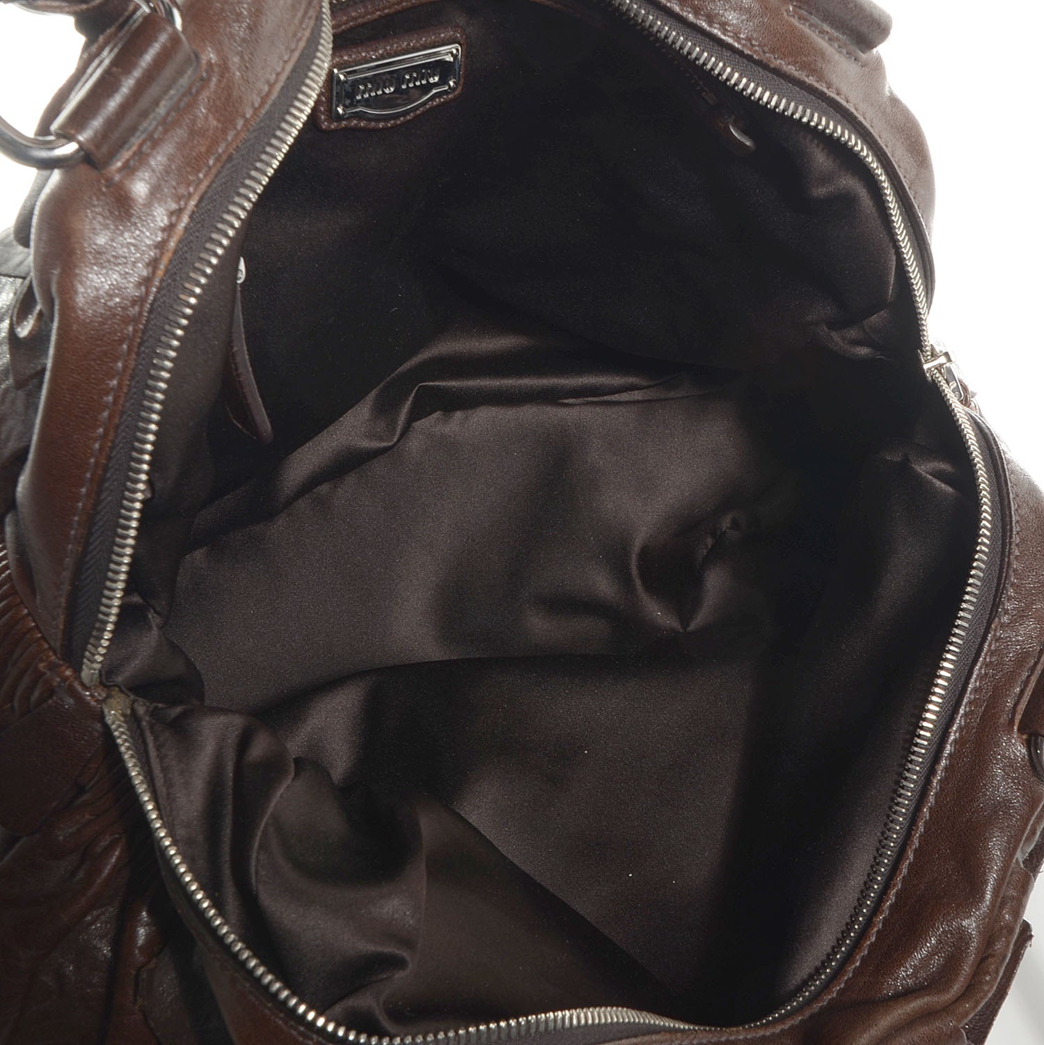 Miu Miu Nappa Patch Petals Satchel Brown 5 of 9