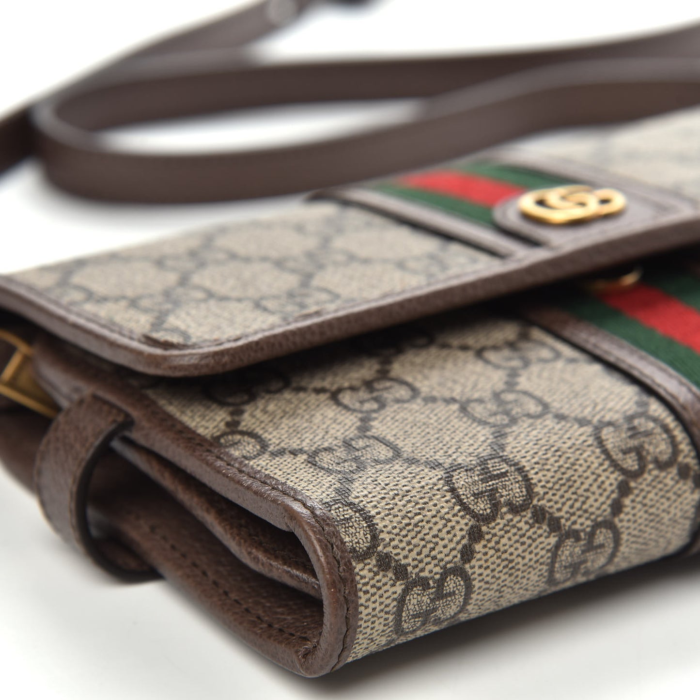 GG Supreme Monogram Web Ophidia Crossbody Wallet Beige New Acero