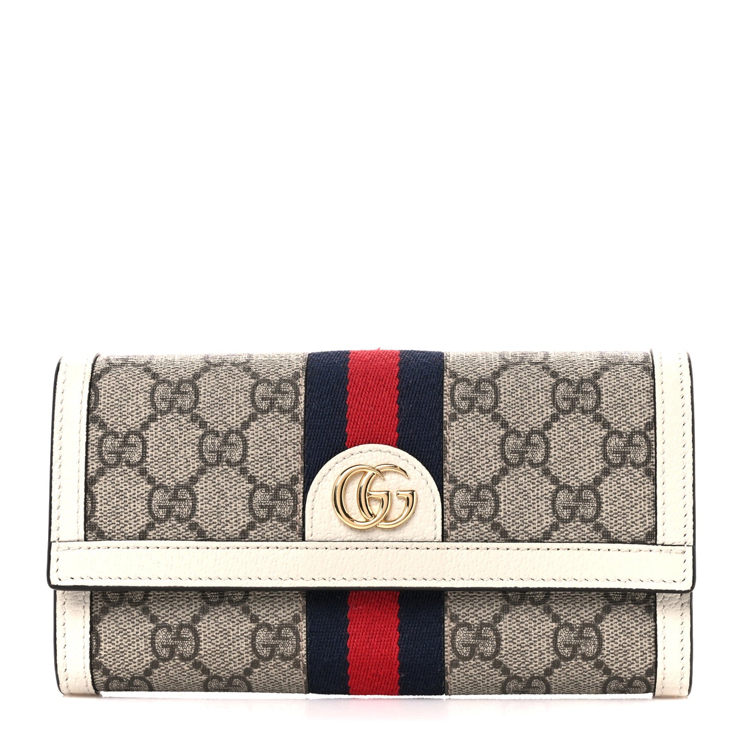 GG Supreme Monogram Web Ophidia Continental Wallet Beige White