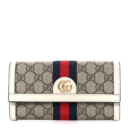 Gucci GG Supreme Monogram Web Ophidia Continental Wallet Beige White 1 of 11