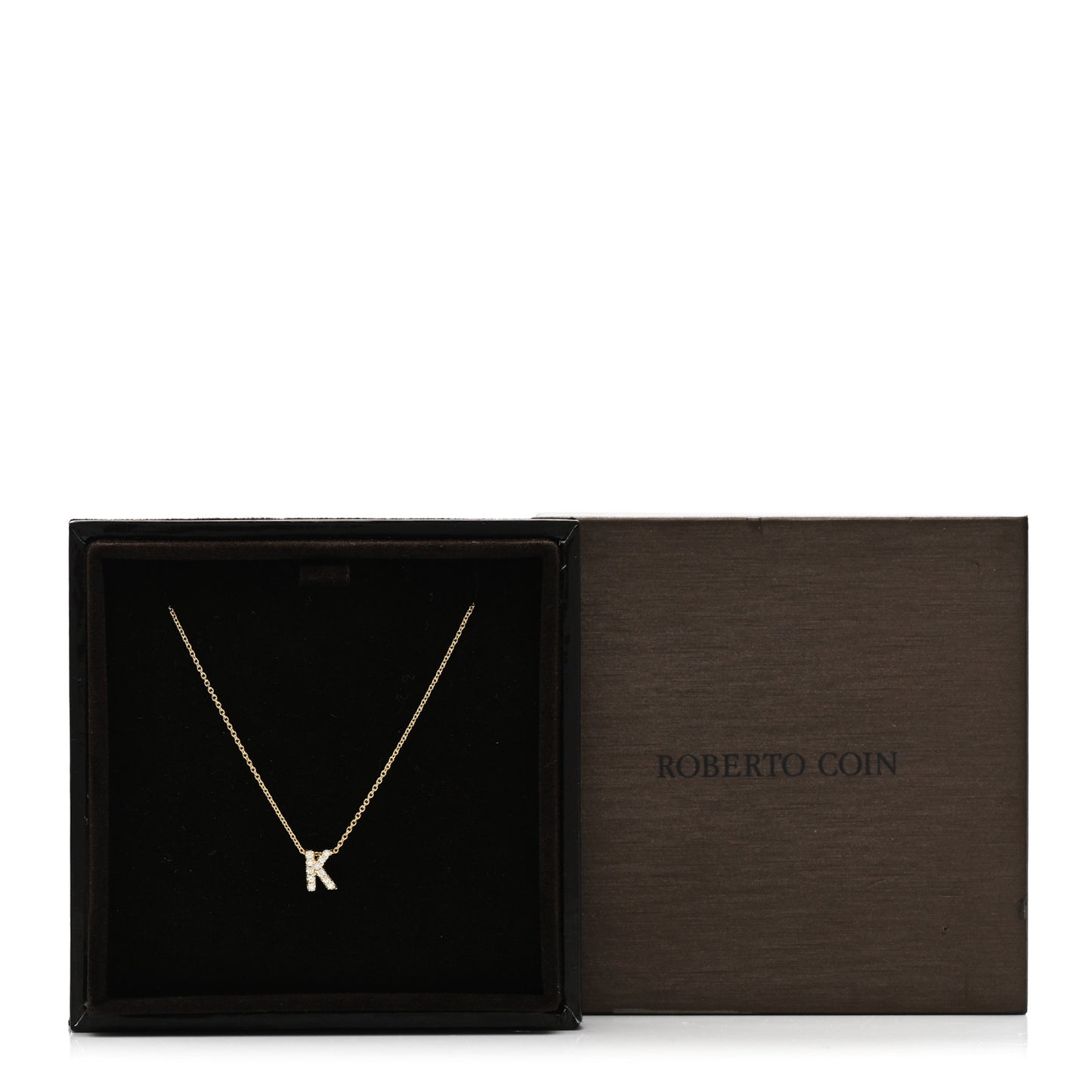 18K Yellow Gold Diamond Love Letter K Pendant Necklace