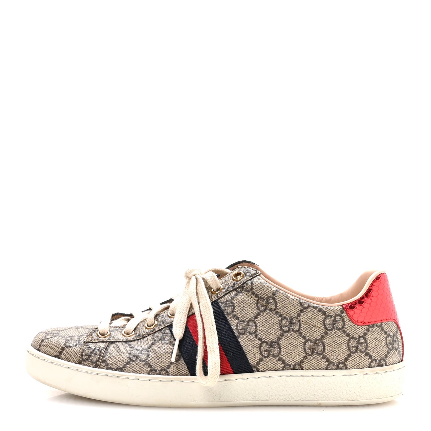 GG Supreme Monogram Ayers Web Womens Ace Sneakers 39.5 Beige