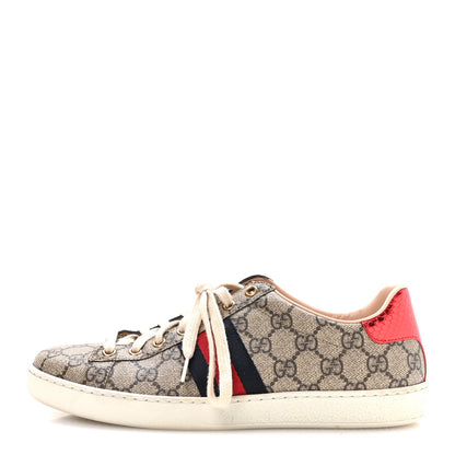 Gucci GG Supreme Monogram Ayers Web Womens Ace Sneakers 39.5 Beige 1 of 8