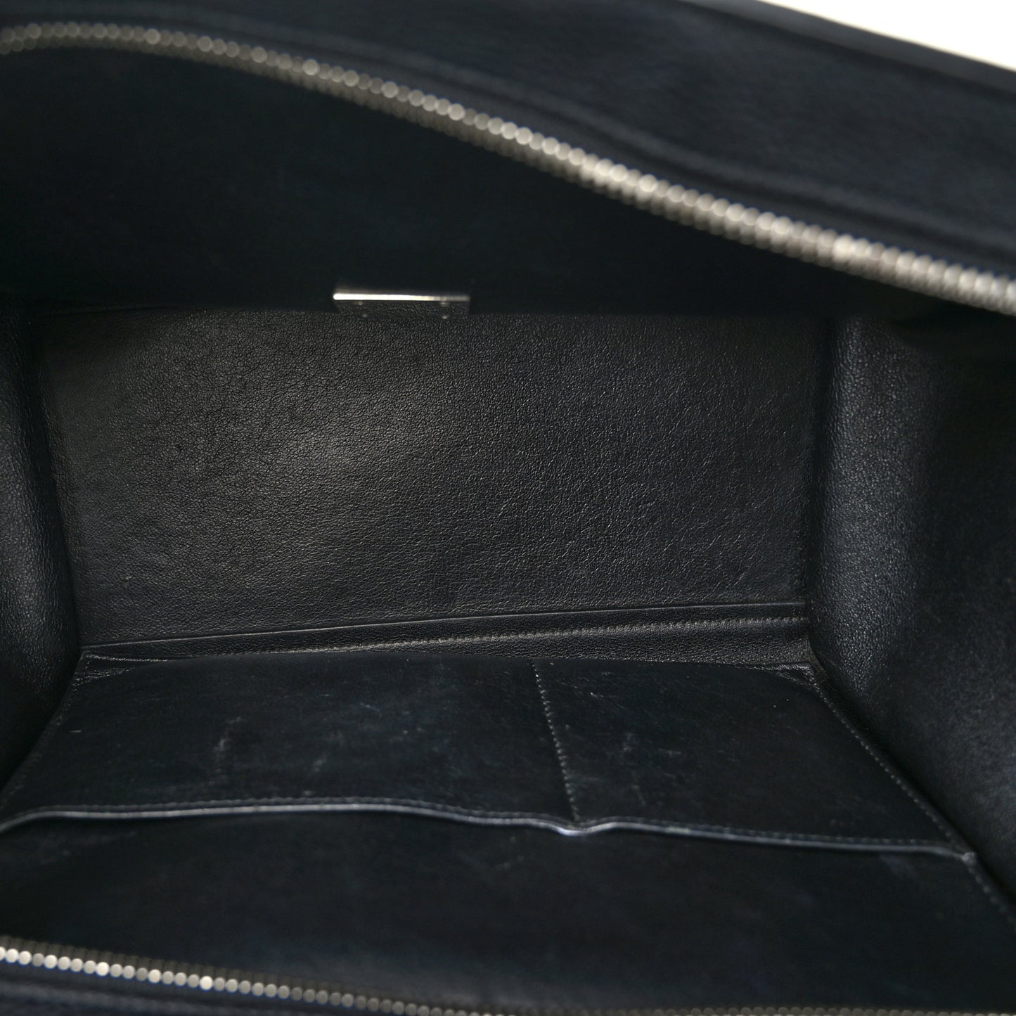 Drummed Calfskin Suede Small Trapeze Black