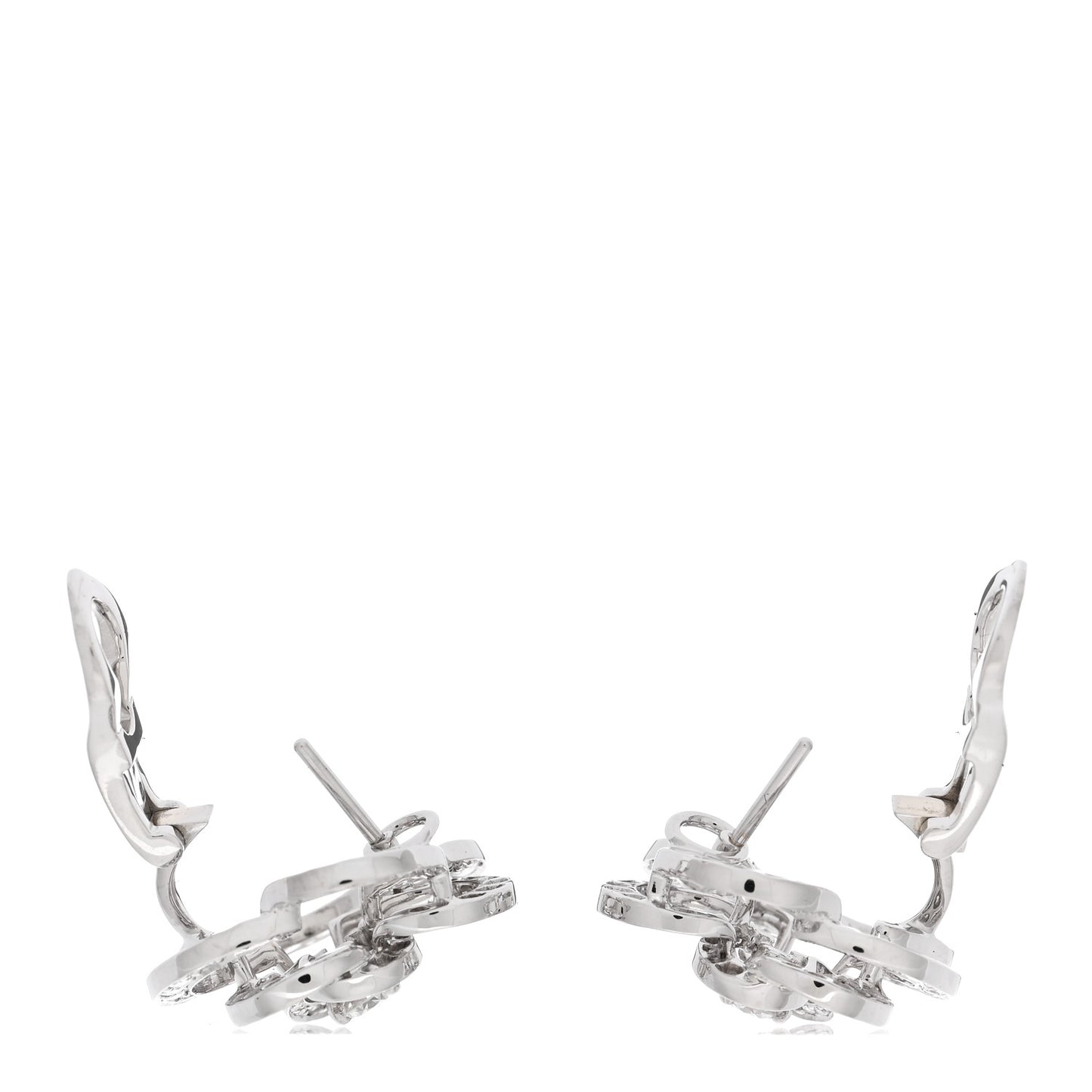 18K White Gold Diamond Fil de Camelia Earrings