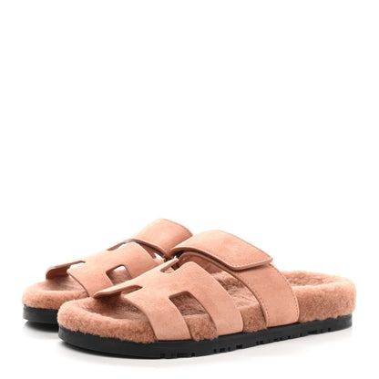 Hermes Suede Goatskin Woolskin Womens Chypre Sandals 36 Rose Aube 3 of 9