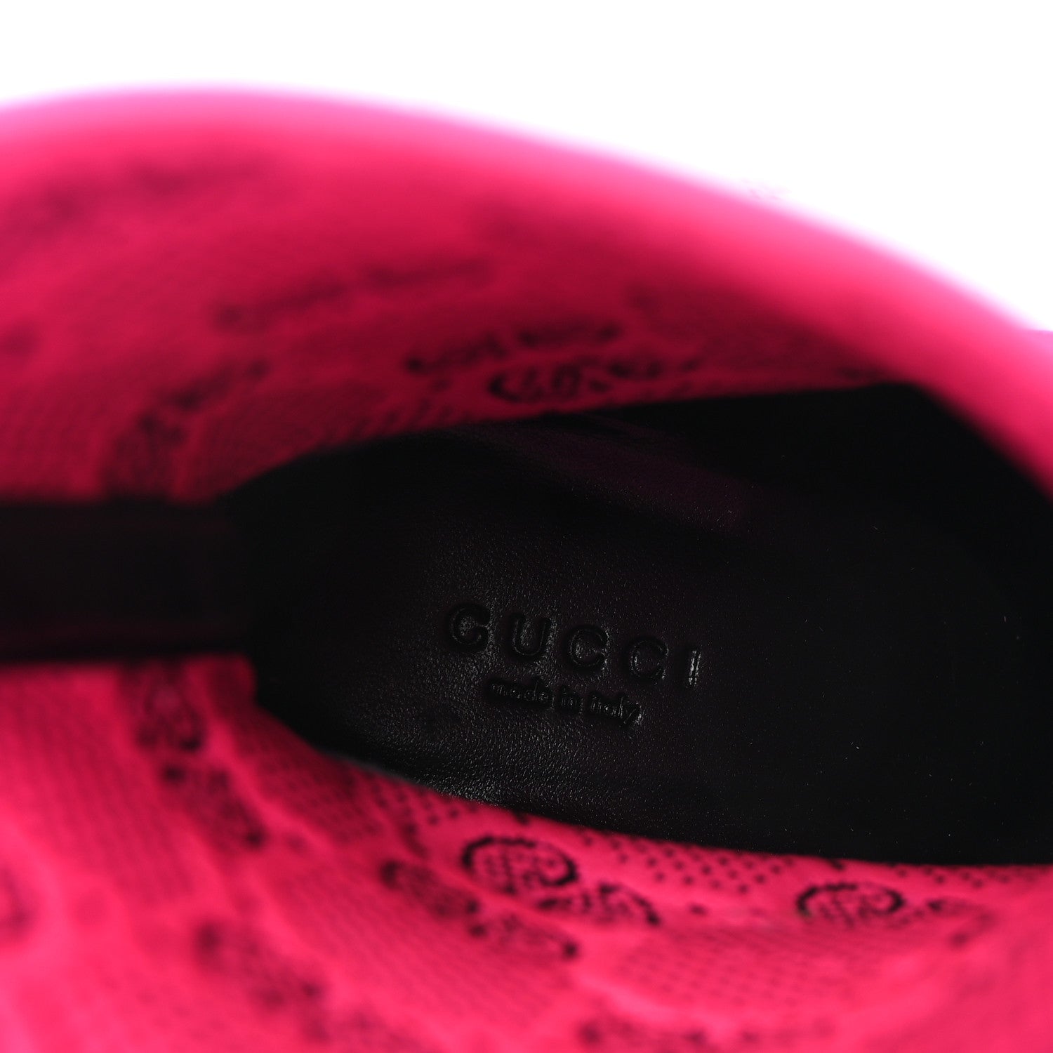 Gucci Technical Jersey Knit GG Monogram Square G 75mm Ankle Boots 38.5 Black Neon Fucsia 8 of 9