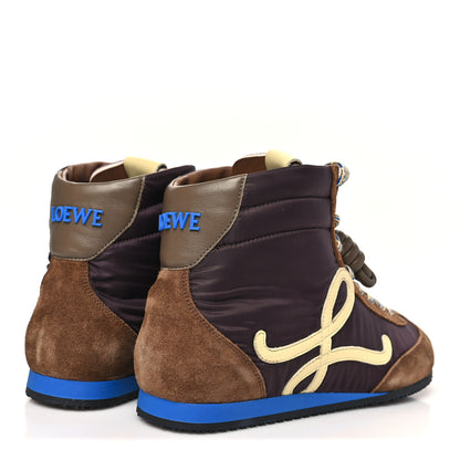 Loewe Nylon Suede Flow Runner 2.0 High Top Sneakers 37 Brown Yellow Blue 5 of 10