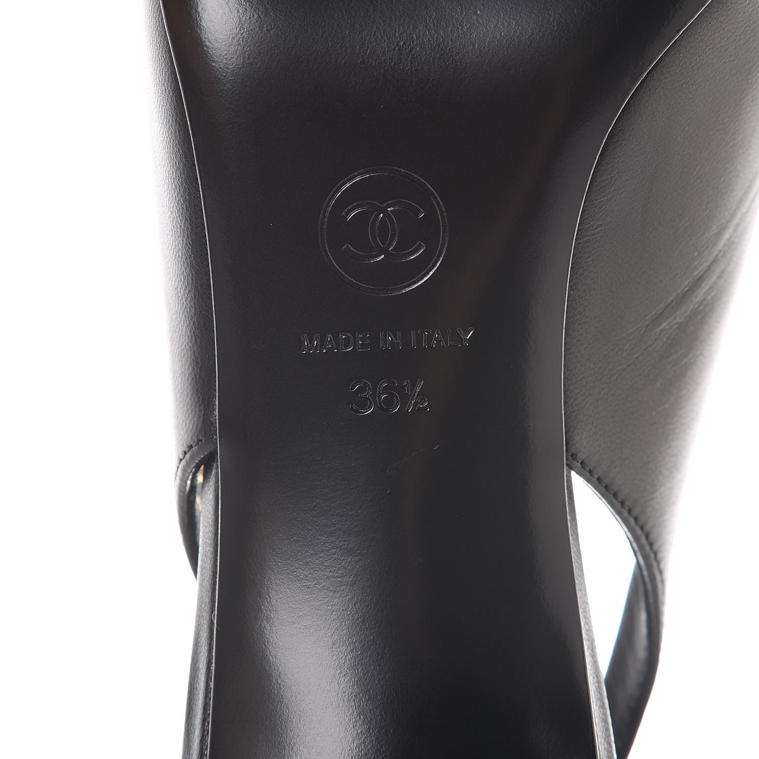 Chanel Goatskin Grosgrain Cap Toe CC Slingback Sandals 36.5 Black 6 of 9