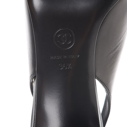 Chanel Goatskin Grosgrain Cap Toe CC Slingback Sandals 36.5 Black 6 of 9