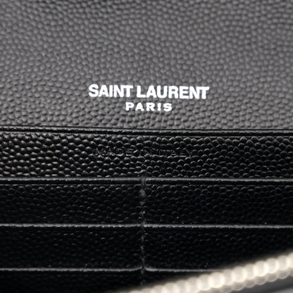 Saint Laurent Grain De Poudre Matelasse Chevron Monogram Chain Wallet Black 7 of 10