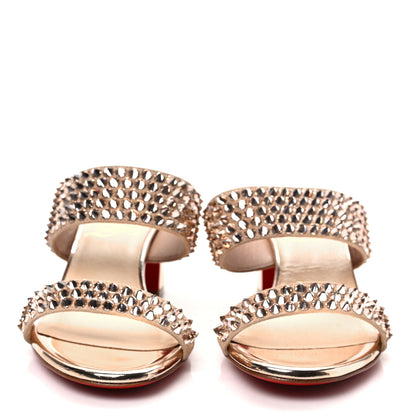 Christian Louboutin Suede Specchio Spikes Krystal Fever Version 85 Slide Sandals 36 Gold 2 of 7