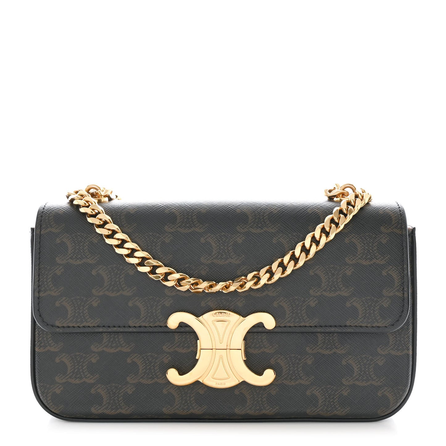 Triomphe Canvas Chain Shoulder Bag Tan