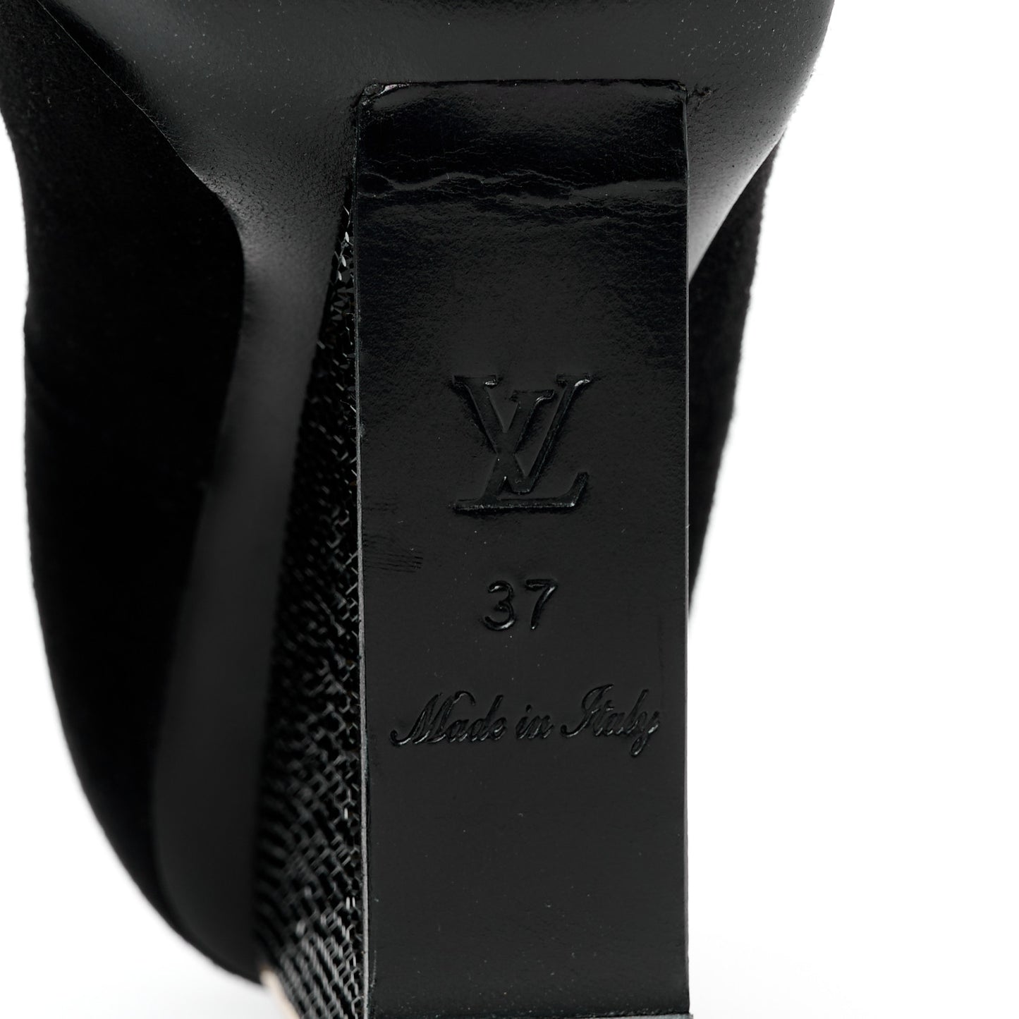 Suede Crystal Peep Toe Wedge 37 Black
