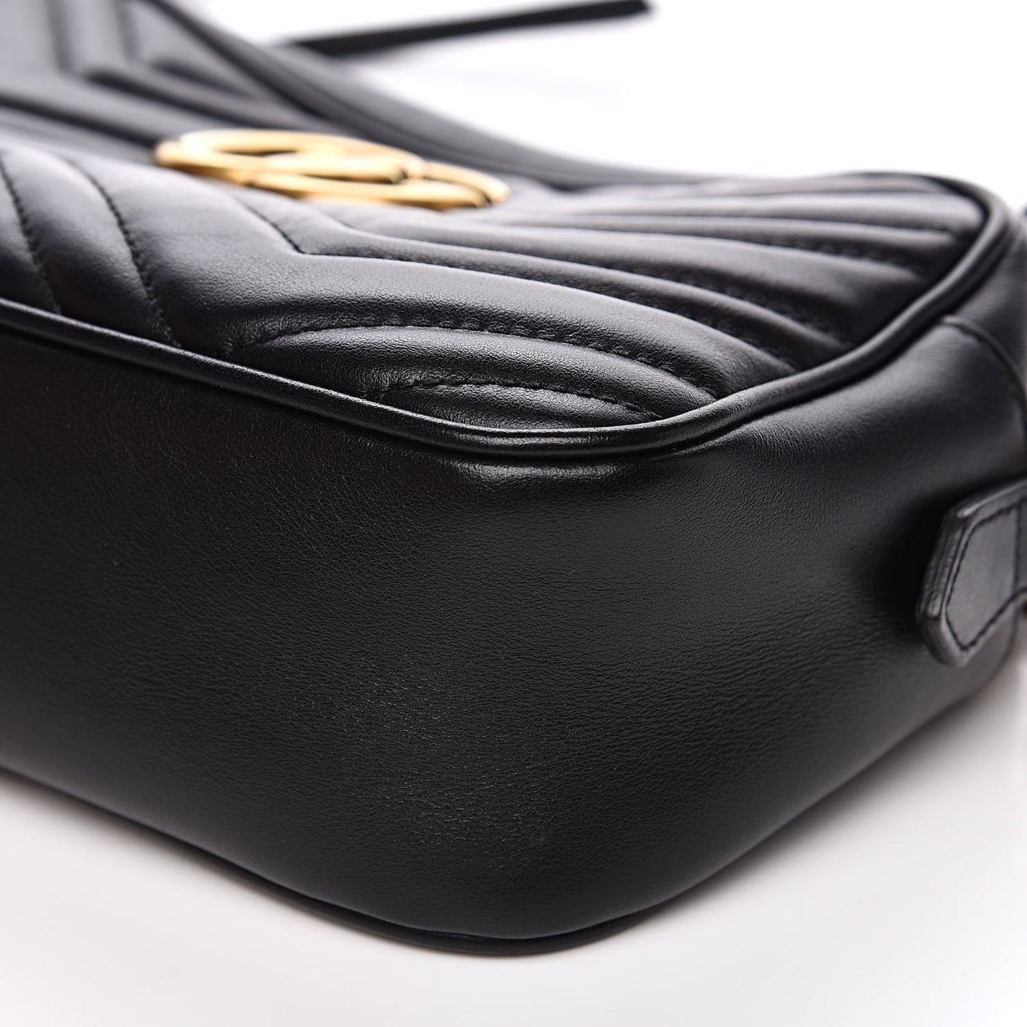 Calfskin Matelasse Small GG Marmont Chain Shoulder Bag Black