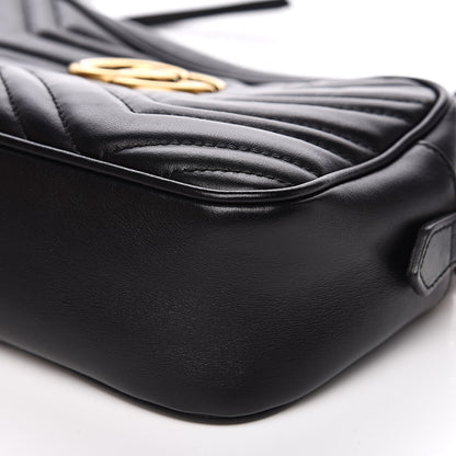 Gucci Calfskin Matelasse Small GG Marmont Chain Shoulder Bag Black 9 of 11