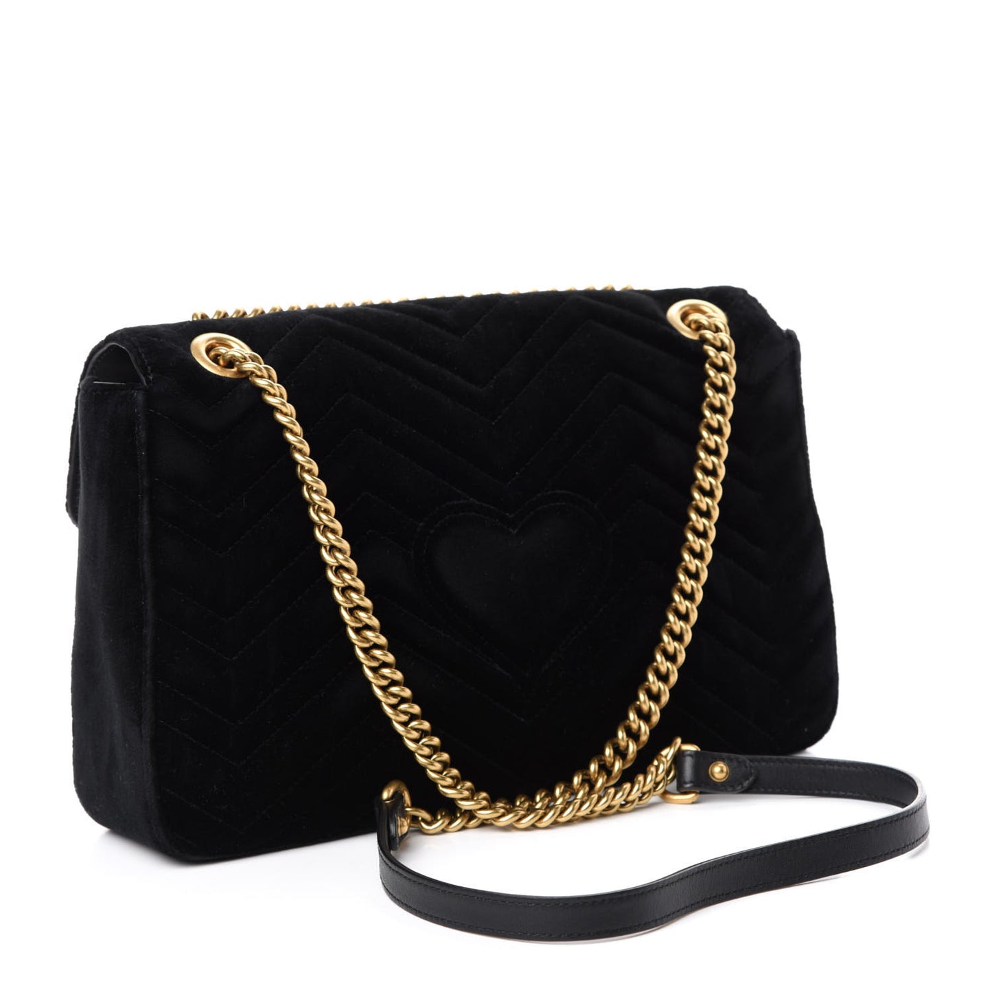Velvet Matelasse Loved Embroidered Medium GG Marmont Shoulder Bag Black