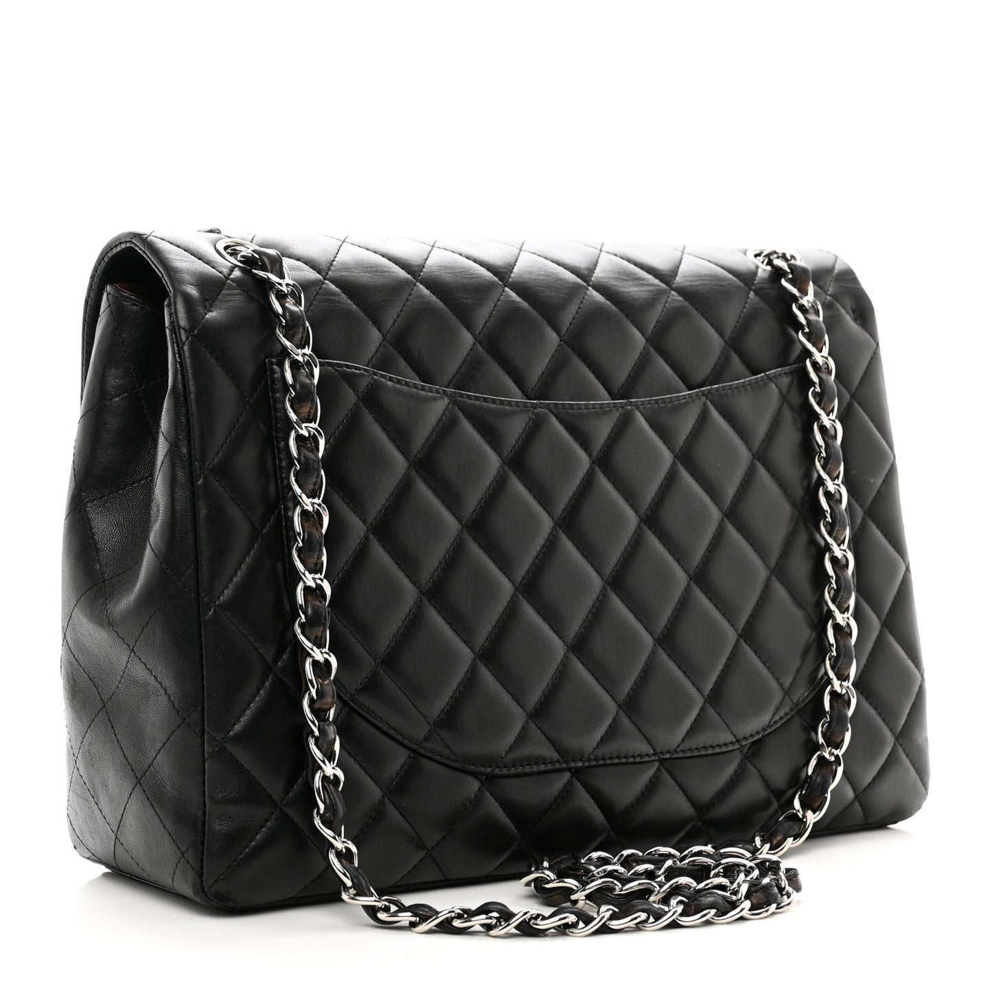 Lambskin Quilted Maxi Single Flap Black