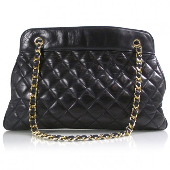 Chanel Lambskin Quilted Tote Navy 1 of 9