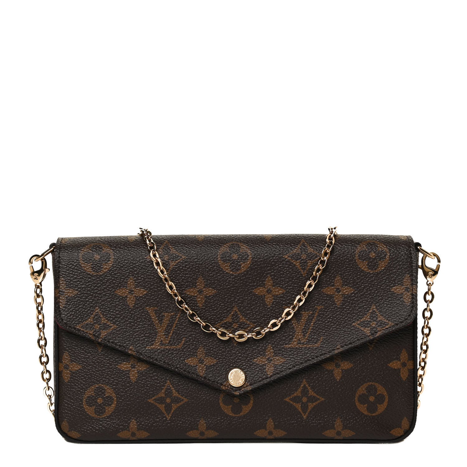 Louis Vuitton Monogram Pochette Felicie Chain Wallet Fuchsia 1 of 12