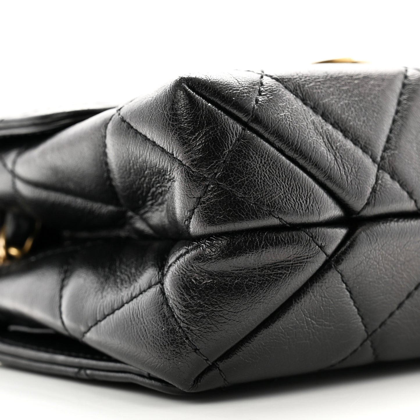 Lambskin Quilted Diamond Lock Flap Black