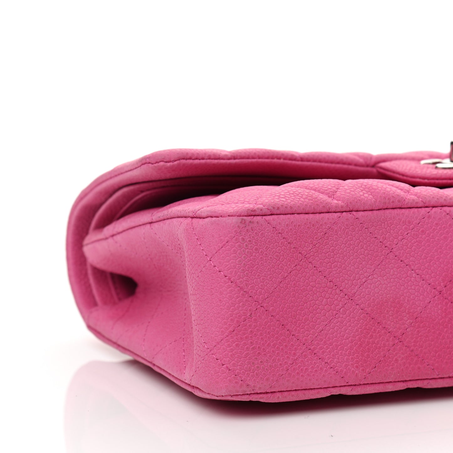 Iridescent Caviar Quilted Medium Double Flap Pink