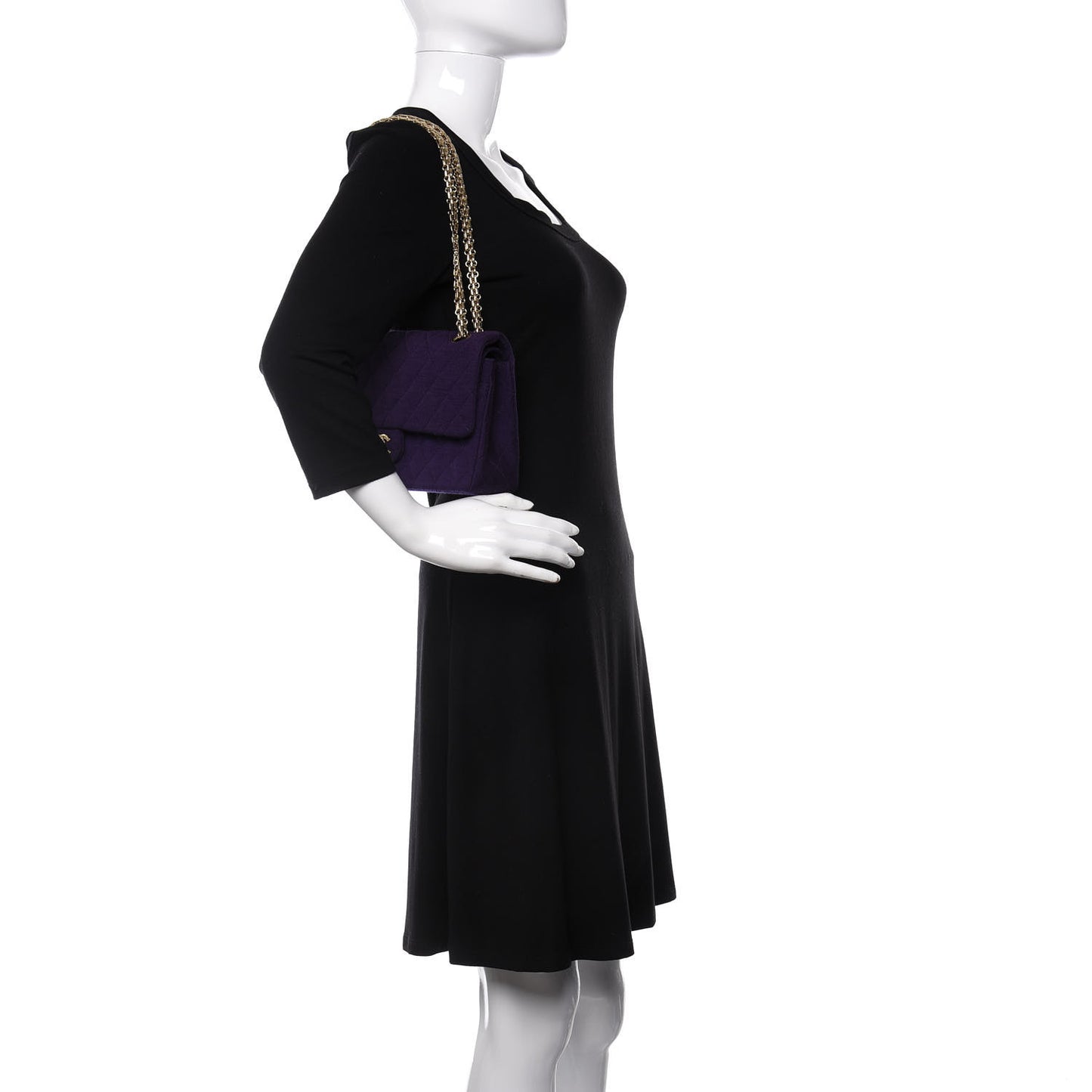 Jersey Quilted Medium Double Flap Bijoux Chain Purple