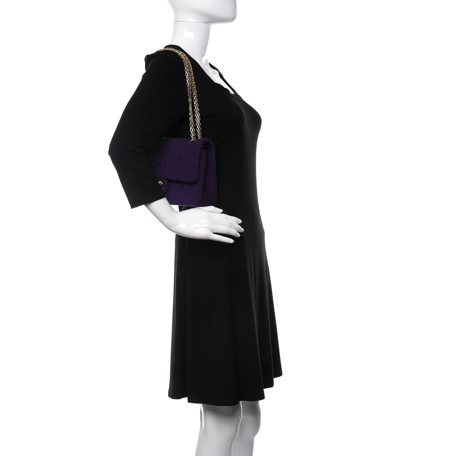 Chanel Jersey Quilted Medium Double Flap Bijoux Chain Purple 2 of 9