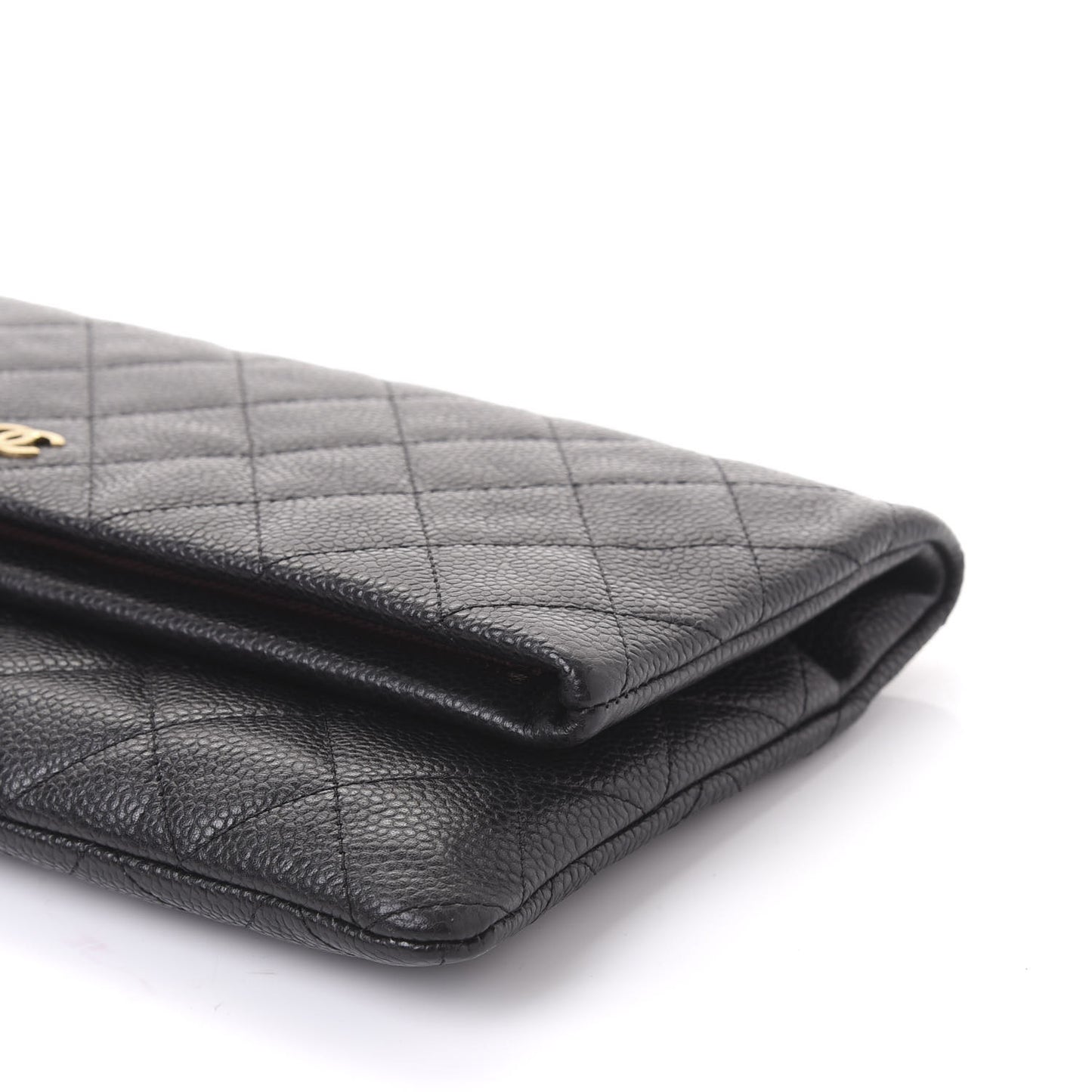 Caviar Quilted CC Beauty Clutch Black