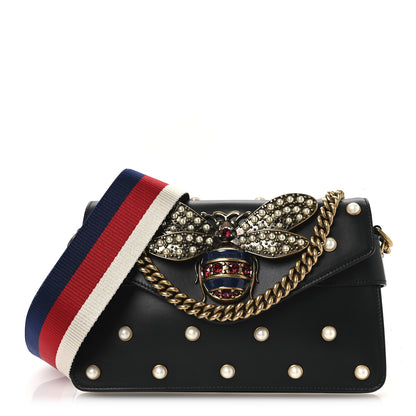 Gucci Nappa Pearl Studded Mini Queen Margaret Broadway Shoulder Bag Black 1 of 11