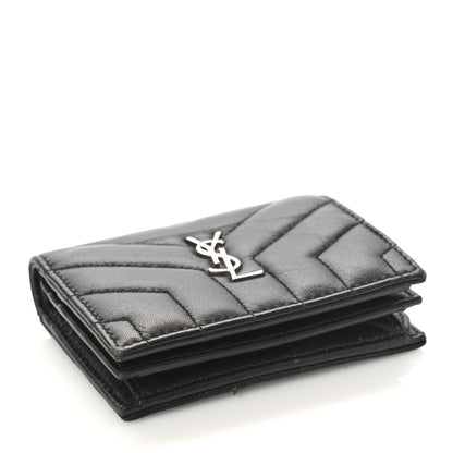 Saint Laurent Lambskin Y Quilted Monogram Loulou Flap Wallet Black 4 of 11