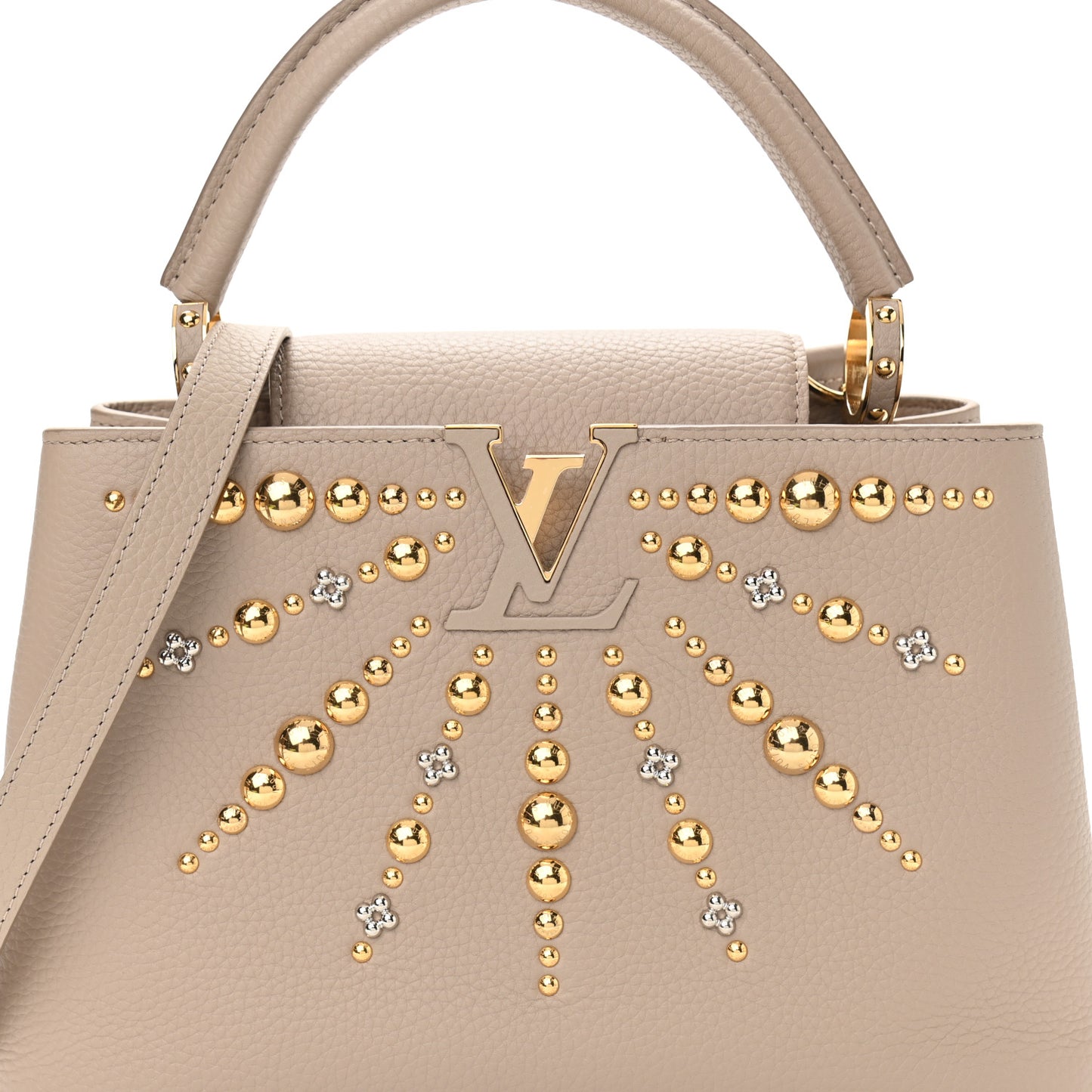 Taurillon Studded Sol Capucines PM Galet