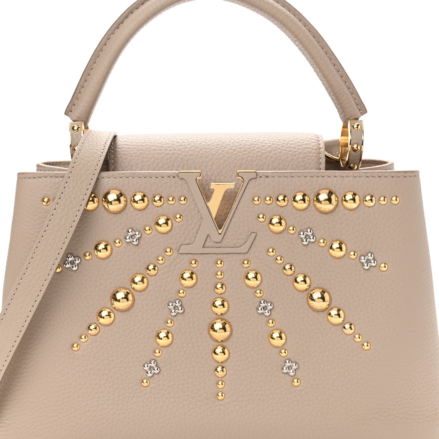 Louis Vuitton Taurillon Studded Sol Capucines PM Galet 8 of 10